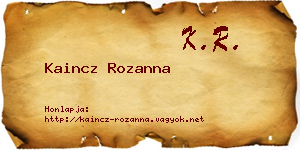 Kaincz Rozanna névjegykártya
